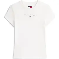 Tommy Hilfiger Kurzarmshirt TOMMY JEANS "TJW SLIM BLING LINEAR TEE EXT", Damen, Gr. S (36), weiß (ancient weiß), Single Jersey, Obermaterial: 100% Baumwolle, unifarben, slim fit, Rundhals, Shirts Kurzarmshirt