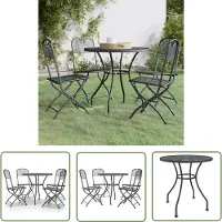 The Living Store 5-tlg. Garten-Essgruppe Streckgitter Anthrazit