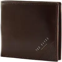Ted Baker Leder Geldbörse Prugs Embossed Corner Leather Bifold Coin Wallet Brown braun