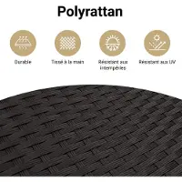 The Living Store 3-tlg. Garten-Essgruppe mit Kissen Schwarz Poly Rattan