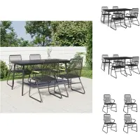 vidaXL 5-tlg. Garten-Essgruppe Schwarz PVC Rattan - Gartenstühle