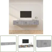 The Living Store TV-Wandschränke 3 Stk. Grau Sonoma 80x34,5x40 cm