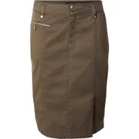 Monari Sommerrock "Rock hoher Bund", Damen, Gr. 46, grün (olive), Web, Obermaterial: 98% Baumwolle, 2% Elasthan, clean, unifarben, regular fit kniefrei, Röcke Sommerrock, mit Schlitz