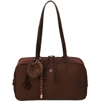 Gallantry Paris Gallantry, Ovalia Damen-Schultertasche in Veloursoptik mit schickem Pompon, Braun