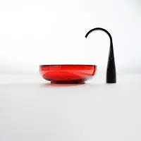 Steinberg Serie 489 Aufsatzwaschtisch, rund, aus Polyresin, mit Ablaufstopfen, 400x400x140mm, 489601034