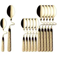 Villeroy & Boch Esslöffel "Kaffee- & Espresso-Löffel vergoldet NewWave Caffè Spoon 17,5 cm & 12 cm 12er Set gold", gold, B:2cm L:2cm, Esslöffel, Esslöffel, Spülmaschinenfest