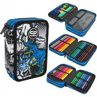 CoolPack Jumper 3 Dreifach-Federmäppchen mit T-Rex-Dinosaurier-Ausstattung