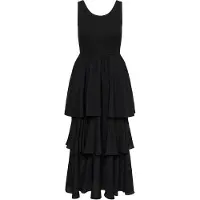 Kaffe Midikleid "Damen Kleid KAerika", Damen, Gr. L, N-Gr, schwarz (schwarz deep), Obermaterial: 61% Polyester PES. 31% Viskose CV. 8% Elasthan EL., Kleider Midikleid