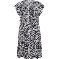 St. Tropez Sommerkleid SAINT TROPEZ "GislaSZ Dress", Damen, Gr. XL, N-Gr, Kurzarm, Web, blau (nightsky ice leopard), Web, Obermaterial: 100% Viskose, gemustert, kurz, Rundhals, Kleider Sommerkleid