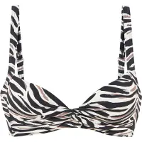 LASCANA Bustier-Bikini-Top "Debbie", Damen, Gr. 34, Cup C, schwarz-weiß (creme, schwarz), Recycling-Polyamid, bedruckt, Bikini-Oberteile Bustier-Bikini-Top, mit abstraktem Animal-Print
