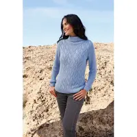 Casual Looks Stehkragenpullover "Langarm-Pullover", Damen, Gr. 38, blau (bleu), 50% Baumwolle, 50% Polyacryl, unifarben, Pullover Stehkragenpullover