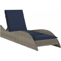 vidaXL Sonnenliege mit Auflage Grau 60x205x73 cm Poly Rattan