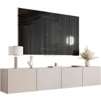 Idohome TV-Lowboard Angel 200 cm Kaschmir – Fernsehschrank, Wohnzimmer, TV-Schrank, Medienmöbel, Hängeschrank mit LED-Beleuchtung , Push-to-Open