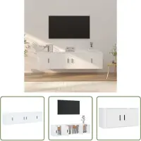 The Living Store 3-tlg. TV-Schrank-Set Weiß Holzwerkstoff
