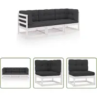 The Living Store 3-Sitzer-Gartensofa mit Kissen Kiefer Massivholz