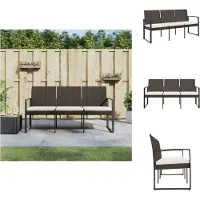 vidaXL Gartenbank 3-Sitzer mit Kissen Braun PP-Rattan - Gartenbänke