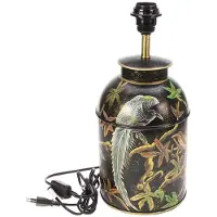 Meander Tischlampe in Teedosenform Black bird, Ø17,5xH39cm