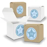 Itenga Adventskalender zum Füllen 24x Würfel 6,5cm gemischt WEISS BRAUN + Sticker V06 Z22
