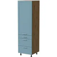 Feldmann-Küchen Vorratsschrank BARI 60x59x207cm lackiert Farbe & Ausführung wählbar BA-D14/DP/3,RAL 5024 pastellblau matt,Eiche Artisan
