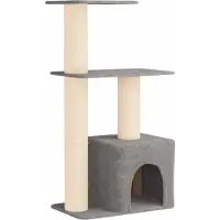 vidaXL Katzennbaum mit Sisal-Kratzsäulen Hellgrau 133 cm