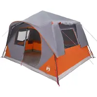 Syfax Sofort Zelt 8 Personen Grau und Orange Polyester und Stahl