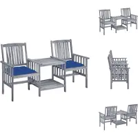 vidaXL Gartenstühle mit Teetisch und Kissen Massivholz Akazie - Gartenmöbel-Sets