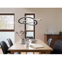 TRIO Große ausgefallene LED Pendellampe geschwungen, Ringleuchte für Galerie hängend