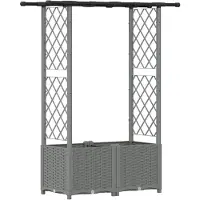 vidaXL Hochbeet mit Rankgitter und Dach Hellgrau 124,5 x 40 x 136 cm