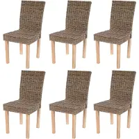 Mendler 6er-Set Esszimmerstuhl Korbstuhl Stuhl Küchenstuhl Littau, Kubu-Rattan