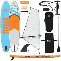 Yiwydaa Aufblasbares SUP-Board mit Segel TRITON 330 x 76 x 15 cm Blau