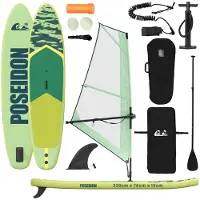 Yiwydaa Aufblasbares SUP-Board mit Segel POSEIDON 330 x 76 x 15 cm Grün