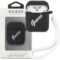 GUESS Erraten Guaca2Lsvsbw Airpods Abdeckung Czarno Biały/Schwarz Weiss Silikon Vintage