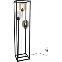 Light11 HOME Schwarze Loft-Stehlampe Mit Glasschirmen