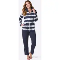 Witt Hausanzug "Hausanzug Hausanzug mit 2 Taschen", Damen, Gr. 36/38, marine, ecru, bedruckt, Sportlich, Homewear-Sets Hausanzug