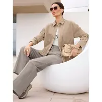 HEINE Langarmbluse , Damen, Gr. 34, beige, 95% Polyester, 5% Elasthan, unifarben, Blusen Langarmbluse