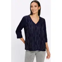 HEINE Satinbluse , Damen, Gr. 34, blau (marine), 100% Viskose, unifarben, V-Ausschnitt, Blusen Satinbluse