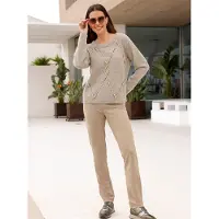 HEINE Strickpullover "Pullover", Damen, Gr. 34, beige (ecru, beige, meliert), 90% Polyester, 8% Wolle, 2% Elasthan, unifarben, Pullover Strickpullover