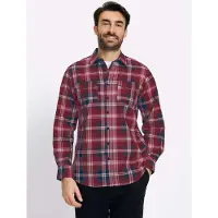 Catamaran Outdoorhemd WITT "Langarm-Hemd Langarmhemd mit garngefärbtem Muster", Herren, Gr. 39/40, N-Gr, dunkelrot, kariert, Popeline, , Basic, gerade, Hemden Outdoorhemd