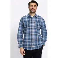 Catamaran Langarmhemd , Herren, Gr. 39/40, Normalgrößen, mittelblau, kariert, 100% Baumwolle, gemustert, kariert, körpernah, Hemden Langarmhemd