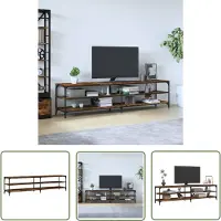 The Living Store TV-Schrank Räuchereiche 200x30x50 cm Holzwerkstoff und Metall