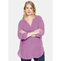 Sheego Longbluse , Damen, Gr. 50, orchidee, 100% Viskose, unifarben, Rundhals, Blusen Longbluse