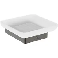 Ideal standard Conca Cube Seifenschale, aus satiniertem Glas, T4508A5, Farbe: Magnetic Grey