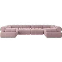 ALTDECOR Modulares Sofa Ecksofa in U-Form - Birno-U2 - 380x190x70 cm Rosa Corner modular Sofa Eckcouch Couch Wohnlandschaft Cauchsofa Polstersofa