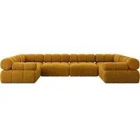 ALTDECOR Modulares Sofa Ecksofa in U-Form - Birno-U2 - 380x190x70 cm Senfgelb Corner modular Sofa Eckcouch Couch Wohnlandschaft Cauchsofa Polstersofa