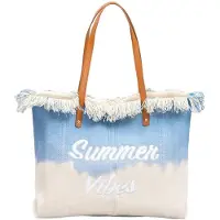 ECA TP14N Strandtasche für Damen „Coastline“, 45 x 40 x 14 cm, blau-weiß