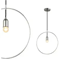 Azzardo Krug Pendelleuchte Chrom, höhenverstellbar, 40 cm Durchmesser, 120 cm hoch