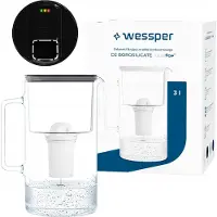Wessper D2 BOROSILICATE futureflow Wasserfilterkanne 3 L Schwarz – mit AquaClassic Filter