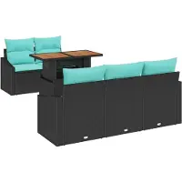vidaXL Gartensofa-set 6 stk. 5-Sitzanzahl Schwarz und Türkis