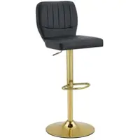 MODFU Barhocker mit 360° Drehbarer, Esszimmerstuhl mit Höhenverstellbar(62-83cm), Küchenstuhl mit Rückenlehne,Fußstütze und breiter Rücken,Gold + Schwarz