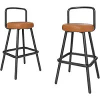 STILVORA Barhocker 2er-Set mit ergonomischer Rückenlehne und Fußstütze aus Eisen, Barstuhl mit wasserabweisendem Kunstleder, Küchenhocker für Bar und Esszimmer Braun